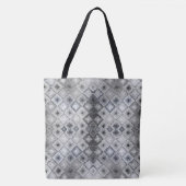Silver & Gray Geometric Abstrakt Lattice Textur Tasche (Vorderseite)