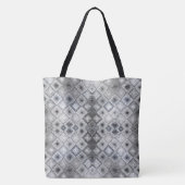 Silver & Gray Geometric Abstrakt Lattice Textur Tasche (Rückseite)