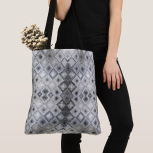 Silver & Gray Geometric Abstrakt Lattice Textur Tasche