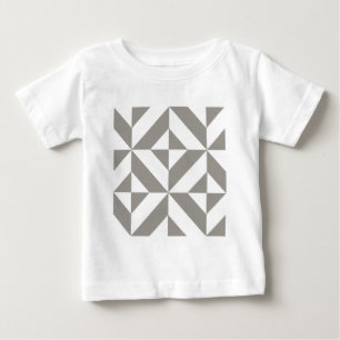 Silver Gray Geometric Deko Cube Pattern Baby T-shirt