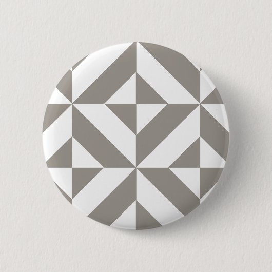 Silver Gray Geometric Deko Cube Pattern Button (Vorderseite)