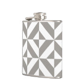 Silver Gray Geometric Deko Cube Pattern Flachmann (Links)