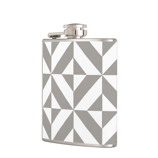 Silver Gray Geometric Deko Cube Pattern Flachmann (Links)