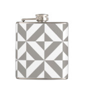 Silver Gray Geometric Deko Cube Pattern Flachmann (Vorderseite)