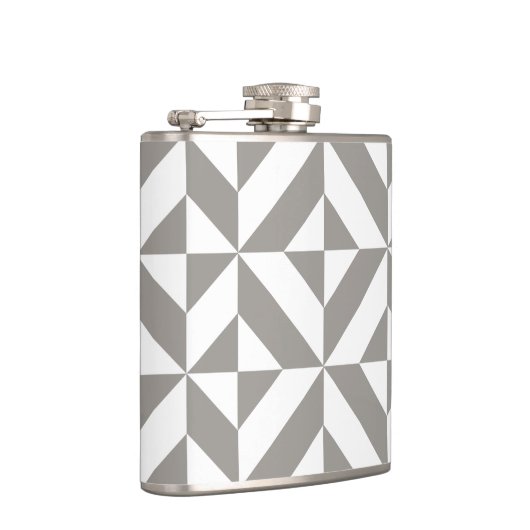 Silver Gray Geometric Deko Cube Pattern Flachmann (Rechts)