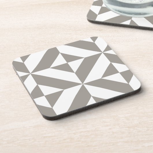 Silver Gray Geometric Deko Cube Pattern Getränkeuntersetzer (Linke Seite)