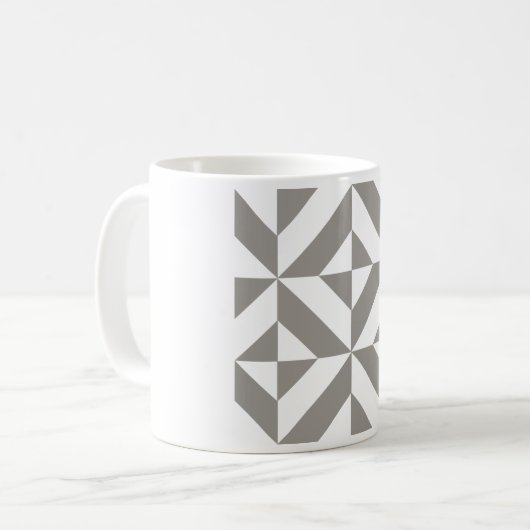 Silver Gray Geometric Deko Cube Pattern Kaffeetasse (Vorderseite Links)