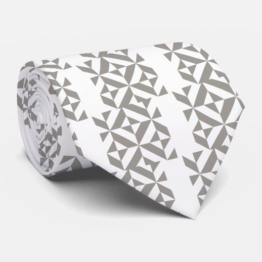 Silver Gray Geometric Deko Cube Pattern Krawatte (Gerollt)