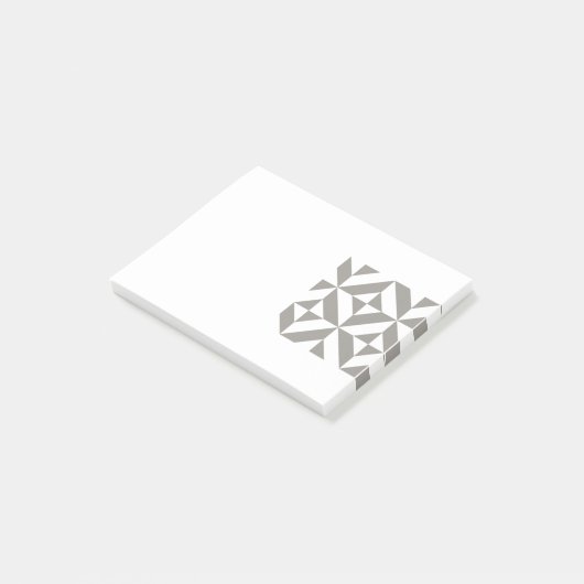 Silver Gray Geometric Deko Cube Pattern Post-it Klebezettel (angewinkelt)