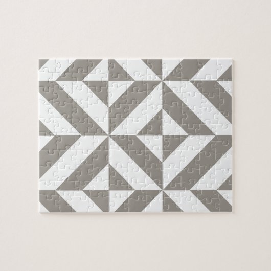 Silver Gray Geometric Deko Cube Pattern Puzzle (Horizontal)