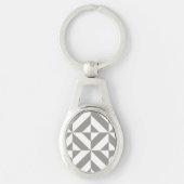 Silver Gray Geometric Deko Cube Pattern Schlüsselanhänger (Vorderseite)