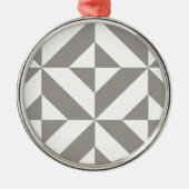 Silver Gray Geometric Deko Cube Pattern Silbernes Ornament (Vorne)