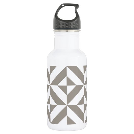 Silver Gray Geometric Deko Cube Pattern Trinkflasche (Vorderseite)