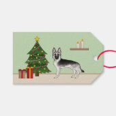 Silver Gray German Shepherd Weihnachtsbaum Geschenkanhänger (Vorderseite (Horizontal))