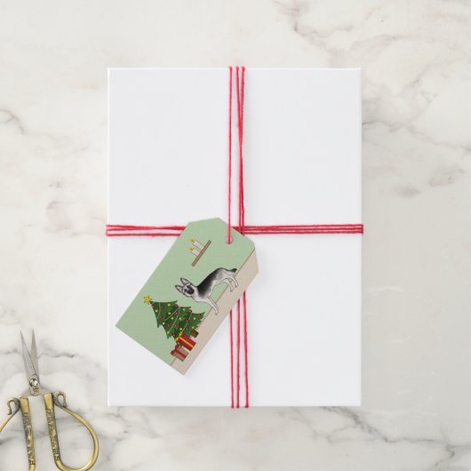 Silver Gray German Shepherd Weihnachtsbaum Geschenkanhänger (Mit Garn)