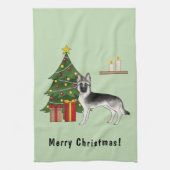 Silver Gray German Shepherd Weihnachtsbaum Geschirrtuch (Vertikal)