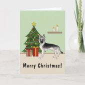 Silver Gray German Shepherd Weihnachtsbaum Karte (Vorderseite)