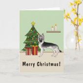 Silver Gray German Shepherd Weihnachtsbaum Karte (Gelbe Blume)