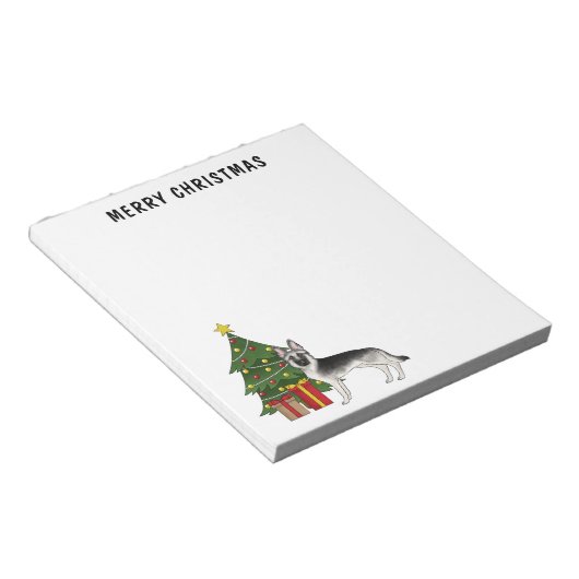 Silver Gray German Shepherd Weihnachtsbaum Notizblock (angewinkelt)