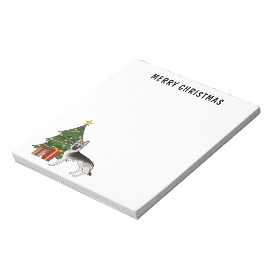 Silver Gray German Shepherd Weihnachtsbaum Notizblock (Rotiert)