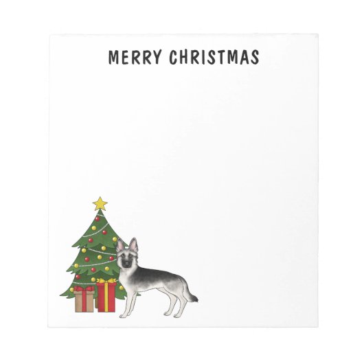 Silver Gray German Shepherd Weihnachtsbaum Notizblock (Vorderseite)