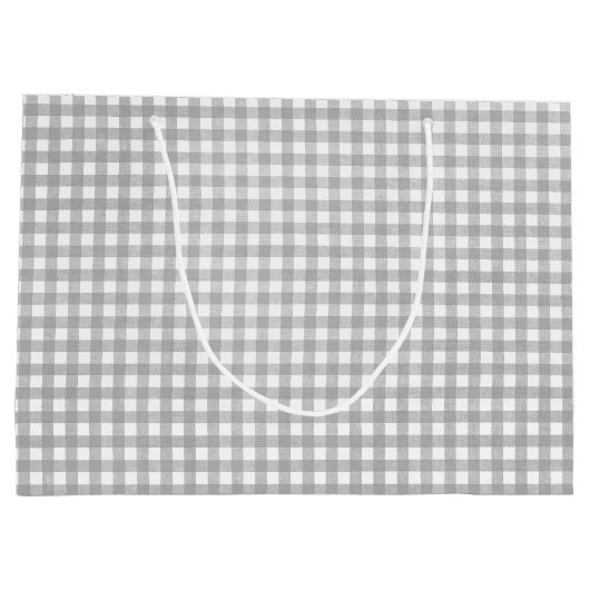 Silver Gray Gingham Print Große Geschenktüte (Rückseite)