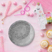 Silver Gray Glam Abstrakt Graphite Spirite Glitzer Pappteller (Party)