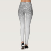 Silver Gray Glam Glitzer Sparkle Ombre Trendy Leggings (Rückseite)