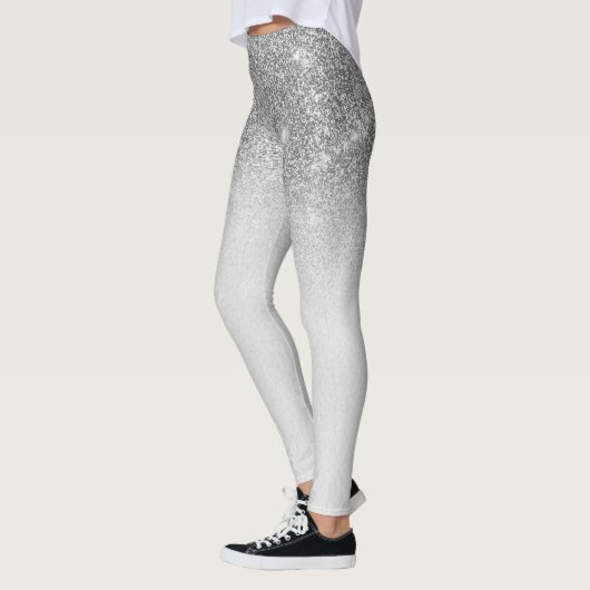 Silver Gray Glam Glitzer Sparkle Ombre Trendy Leggings (Links)