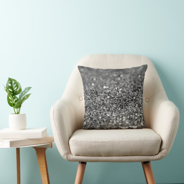 Silver Gray Glitter Bokeh Glam 2 Kissen (Stuhl )