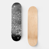 Silver Gray Glitter Bokeh Glam 2 Skateboard (Vorderseite)