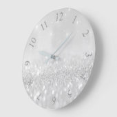 Silver Gray Glitter Minimal Metallic Monochromatic Große Wanduhr (Winkel)