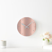 Silver Gray Glitter Minimum Pink Rose Copper Peach Runde Wanduhr (Zuhause)
