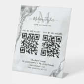 Silver Gray Glitzer Agate Monogram Scan to Pay Sockelschild (Vorderseite)