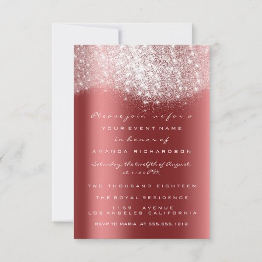 Silver Gray Glitzer Burgundy Rote offizielle Einla Einladung (Vorderseite)