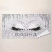 Silver Gray Glitzer Effect Eyes Makeup Name Badehandtuch (Badehandtuch)