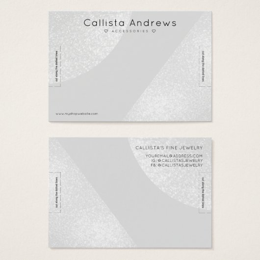 Silver Gray Glitzer Geo Heart Bracelet Display (Vorne & Hinten)