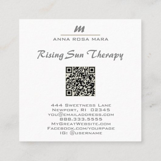 *~* SILVER GRAY Glitzer Glam QR Luxe Initial AP66 Quadratische Visitenkarte (Rückseite)