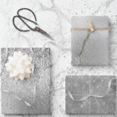 Silver Gray Glitzer Look Foils Geschenkpapier Set