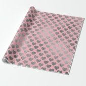 Silver Gray Glitzer Metallic Pink Blush Hearts Geschenkpapier (Ungerollt)