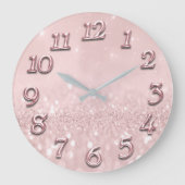 Silver Gray Glitzer Minimal Rosa Rose Blush Girly Große Wanduhr (Vorderseite)