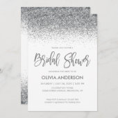 Silver Gray Glitzer Sparkle Confetti Brautparty Einladung (Vorne/Hinten)