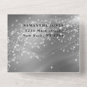 Silver Gray Glitzer Sparkle Modernes Sweet 16 All In One Einladung (Rückseite)