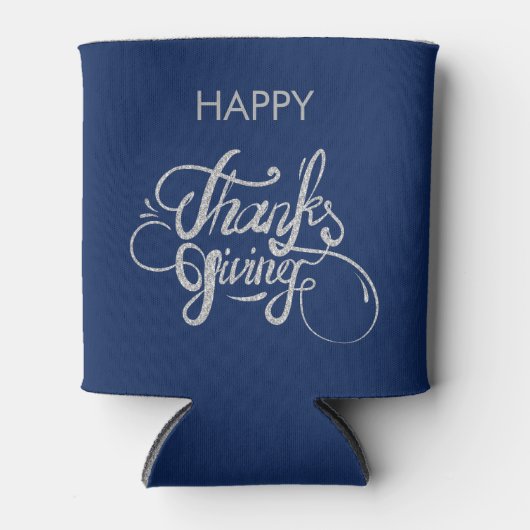 Silver Gray Glitzer Text Design - Erntedank Dosenkühler (Vorderseite)