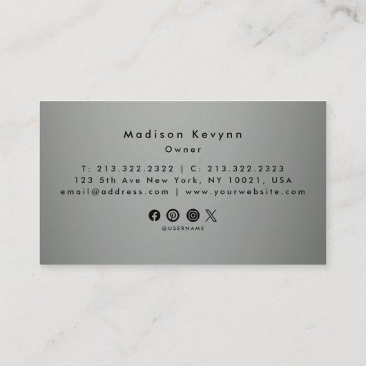 Silver Gray Glitzer Texture Visitenkarte (Rückseite)