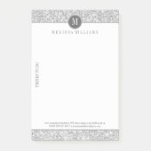 Silver Gray Glitzer Texture & White Post-it Klebezettel (Vorderseite)