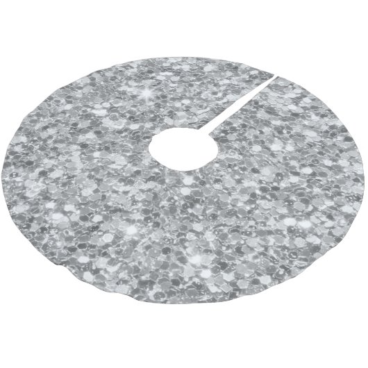 Silver Gray Glitzer Tree Skirt Polyester Weihnachtsbaumdecke (Schrägansicht)