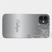 Silver Gray Glitzer Tropfen Ombre Personalisiert Case-Mate iPhone Hülle (Rückseite (Horizontal))