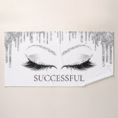 Silver Gray Glitzer White Eye Makeup Name Badehandtuch (Badehandtuch)