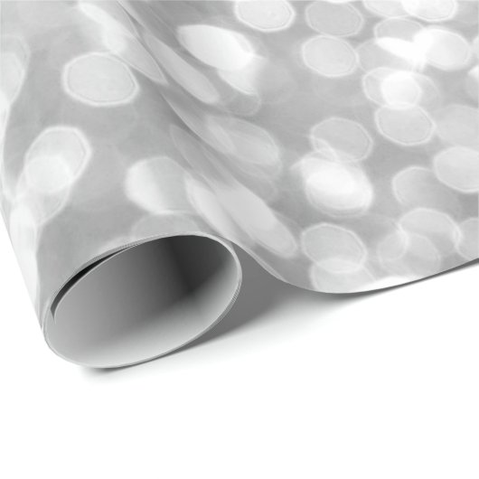 Silver Gray Glitzer White Hübsch Bokeh Geschenkpapier (Rolleneckpunkt)